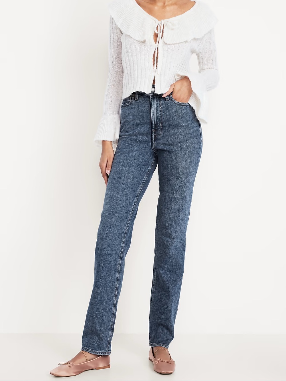 {Old Navy} "Extra High Rise Straight" Blue Cigarette Leg Jeans WJ536